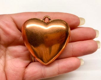 Extra Large Vintage 3D Copper Plated HEART Bead Copper Heart Charms Pendant Jewelry Making