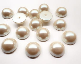 15pcs 18mm Large Vintage Cream Pearls Cabochons Half Drilled