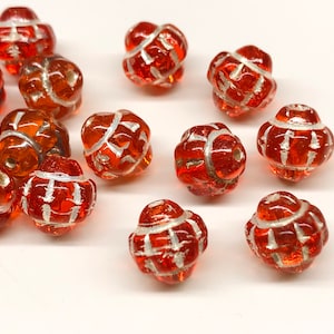 40pcs 8mm Vintage Orange Glass Beads Orange Czech Beads Ethnic Beads Tribal Beads