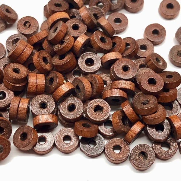 200 cuentas espaciadoras pequeñas de madera marrón con agujero de 2 mm