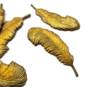 2pcs 53mm Large Long Vintage Gold Metal Leaf Stampings Charms Leaves Findings