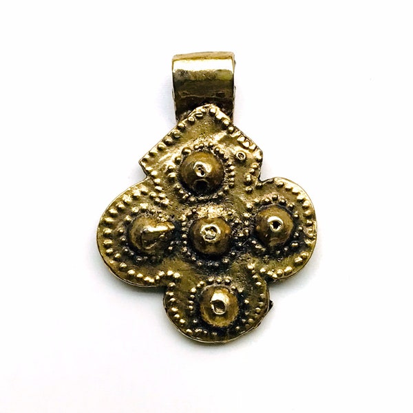 Vintage Gold Foulet Hamsa Moroccan Berber Amulet Ethnic Tribal Pendant Charm