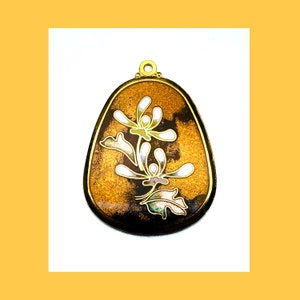 FAB!!! 70’s Vintage Asian Enamel Pendant Necklace Vintage Enamel Charm Cloisonné Pendant