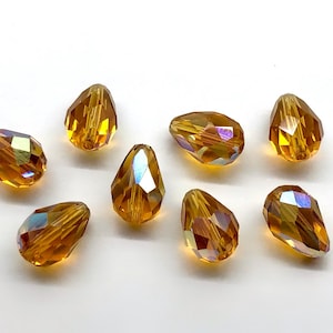 8pcs 9mm Vintage 5500 Swarovski AB Tooaz Faceted Crystal Teardrop Beads Drops