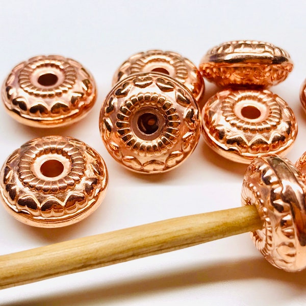 10pcs 18mm Large Vintage Copper Spacer Beads Filigree Copper Beads Hearts Jewelry Making