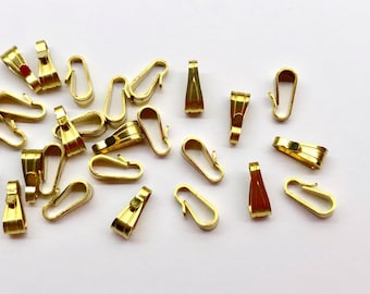 50 | 100 6mm Small Gold Plated Bails snap on pendant bails charm bails small bails bulk