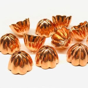 10pcs Large Vintage Copper Bead Caps large flower bead caps New Old Stock