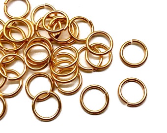 50pcs 10mm 16 Gauge Gold Split Jump Rings