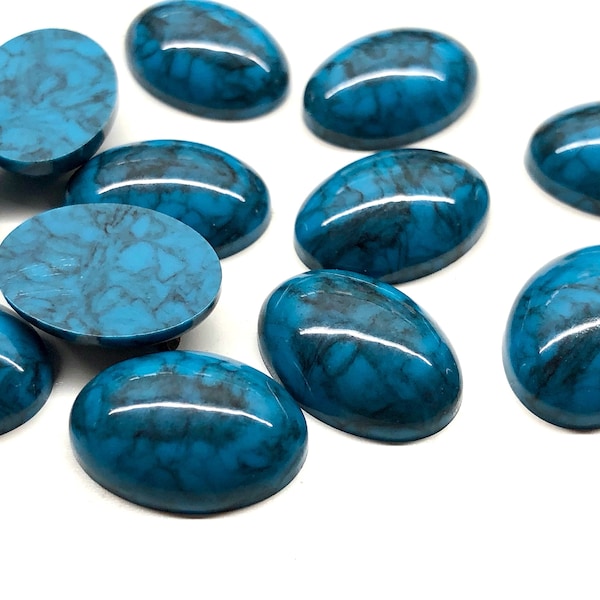 15pcs 18x13mm Vintage Oval Turquoise Blue Oval Cabochons, Imitation Turquoise Cabochons