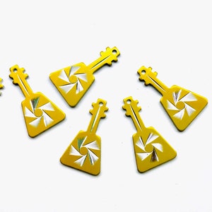 8pcs Vintage 80’s Gold Electric Guitar Electroplate Starburst Charms
