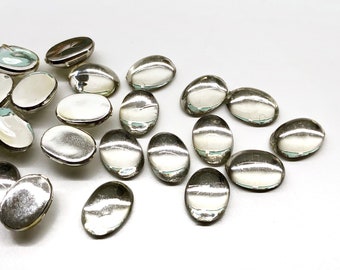 50pcs 10X14mm Vintage Oval Clear Cabochons Flat Back Smooth top Acrylic Jewels Rhinestones Gems