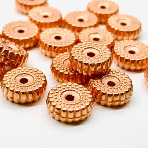 30pcs 10mm Vintage Copper Spacer Beads Ribbed Copper Beads Copper Spacer Beads Jewelry Making