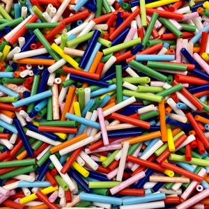 200 Vintage Czech Long Mixed Color Bugle Beads