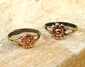 Vintage Copper Brass Sunflower Ring Vintage Daisy Flower