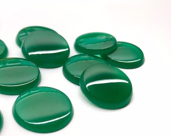 6pcs 18mm Vintage Round Glass Green Cabochons Flat Top West German
