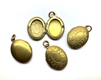 Vintage Brass Filigree Oval LOCKET Beads Pendant Jewelry Making Gold Locket