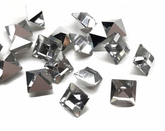 10pcs 6mm Vintage Faceted Square Crystal Swarovski 4400 Comet Argent Light V