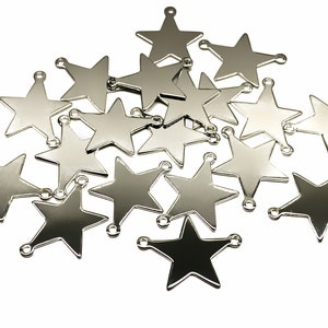 20pcs 21mm Vintage Silver Star Connecter Charms 2 Loop Necklace Jewelry Making