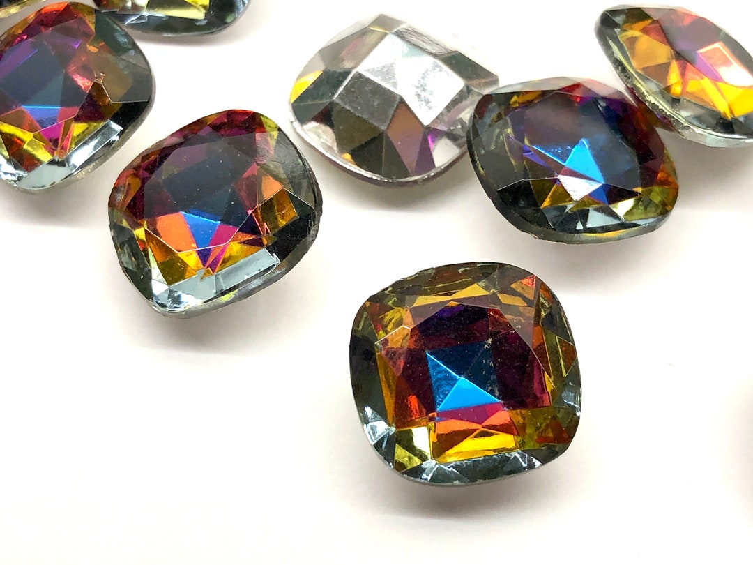 Rare Vintage Swarovski 4470 Volcano 18mm Rainbow Rhinestones Cushion ...