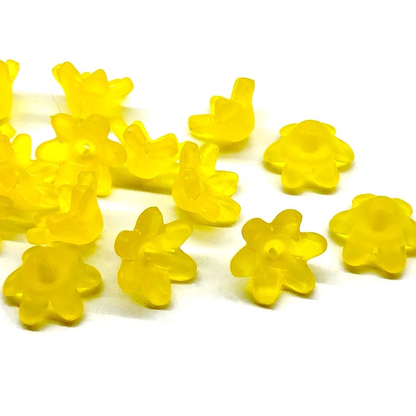12pc Small Bright Yellow Vintage Flower Beads Daisy Buttercup