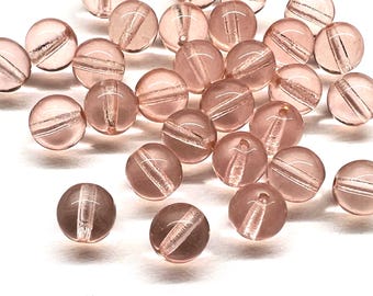 90pcs 8mm Czech Light Rose Pink Glass Beads New old stock