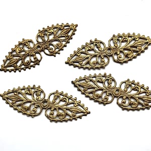 4pcs Vintage Brass Filigree Stampingd Miriam Haskell from Guyot Bros Brooch Pin Findings