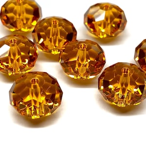 Genuine Vintage Swarovski Crystal Art 5040 Topaz Briolette Rondelle New old stock