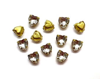 20pcs 6mm Clear Pre Set Rhinestones - Raw Brass - Tiffany Setting - Pre Set Rhinestones Crystal Flat Backs