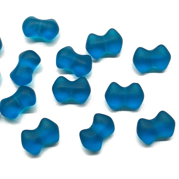 20pcs Matte Frosted Small Blue Bow tie Glass Spacer Beads Made in Germany