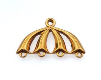 10pcs Vintage Brass 4 Hole Chandelier Earring Findings Connectors