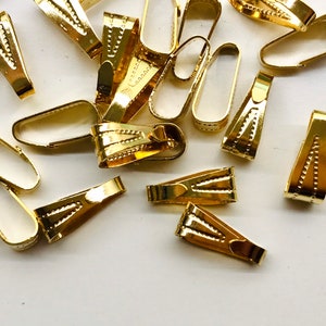 50 | 100 Large Gold Plated steel snap on pendant bails charm bails large bails bulk
