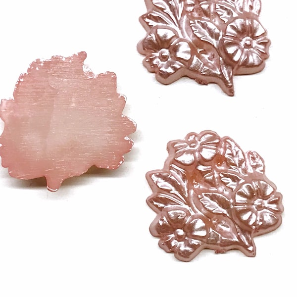 Vintage Metallic Light Pink Flower Bouquet Cabochons Flatback