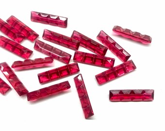 20pcs Vintage Pink Art Deco Glass Bar Rectangle Stick Cabochons Point Back