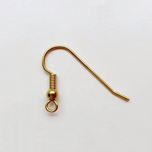 50pcs Gold Plate Fish Hook Earring Wires Spring & Ball