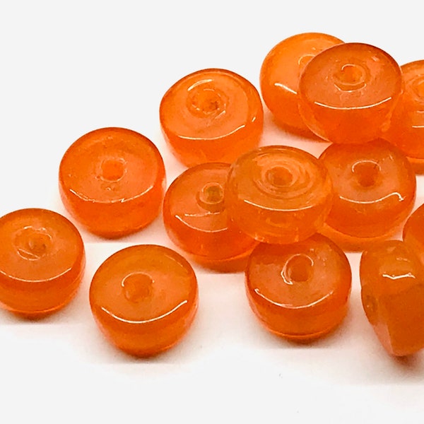 20pcs 11mm Vintage Bright Orange Spacer Beads Lampwork Orange Glass Coin Beads India