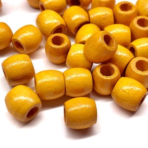 50pcs Yellow Wood Tube Beads Large Hole 11mm