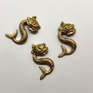 4pcs Small Vintage Brass Dragon Fish Stampings Findings