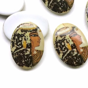 8pcs Vintage Egyptian Cabochons Flat Back Smooth Top Decal