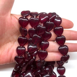 Vintage Strand Dark Red Glass HEART Beads Charms Jewelry Making