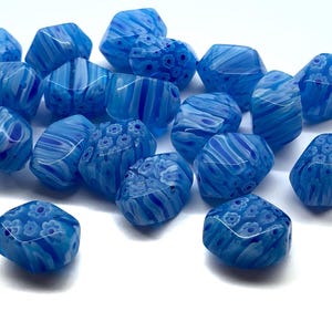10pcs Large Glass Millefiori Beads Turquoise Blue Polycut Nugget Glass Murano Lampwork Beads
