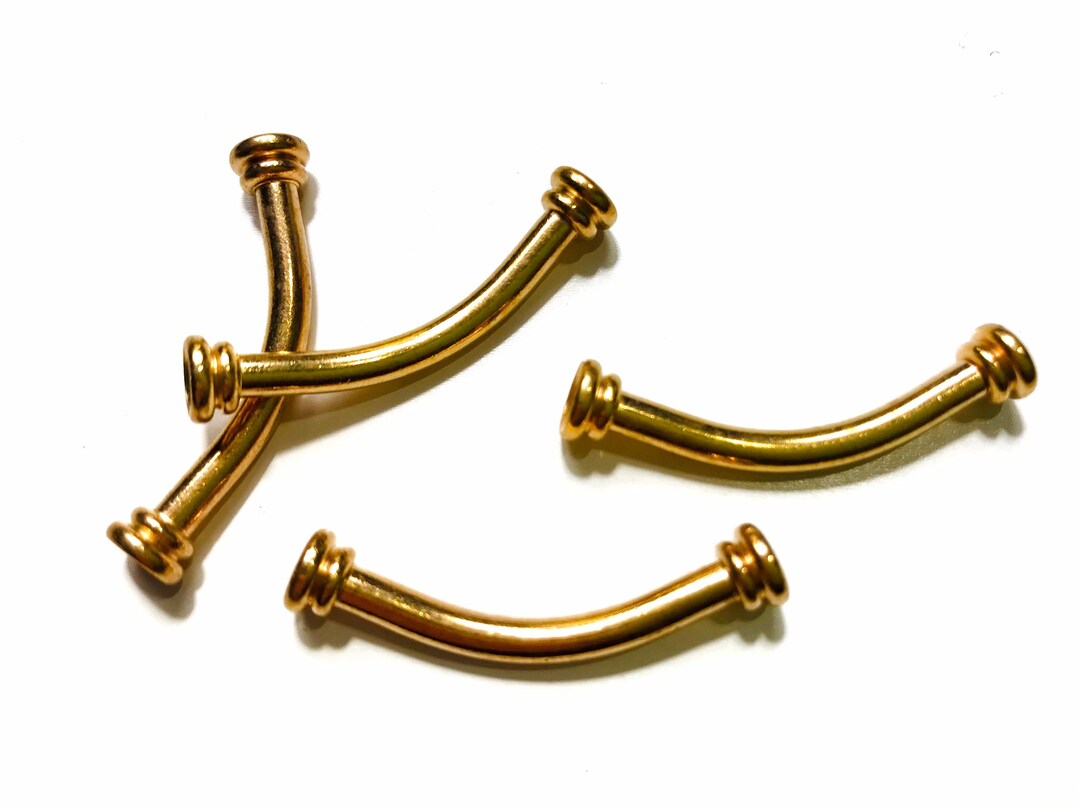 35mm Large Gold Curved Metal Tube Beads Necklace Findings Etsy