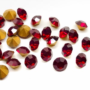 30pcs Vintage 4mm Art 1100 Siam Swarovski Crystal Chansons SS19 Rhinestones Gold Foil Point Backs