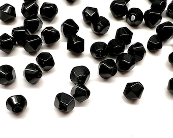 120pcs 4mm Small Vintage Jet Black Bicone Glass Beads Fire Polished Czech