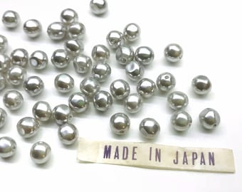 100pcs 6mm Beautiful Vintage Small Light Gray Pearl Beads Made in Japan Cultura Pearls