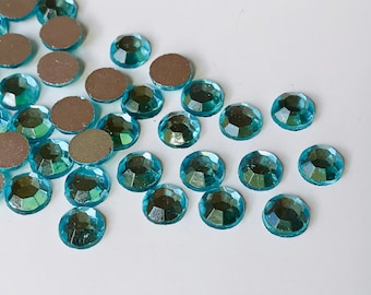 20pcs SS30 6mm Vintage Turquoise Aquamarine Blue Flatback Crystal Rhinestones Silver Foil