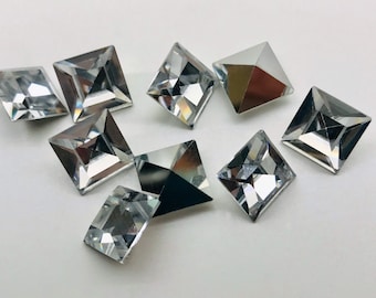 4pcs 12mm Vintage Faceted Square Crystal Swarovski 4400 Comet Argent Light V