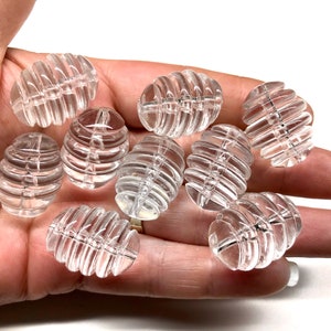 8pcs 25mm Large Vintage Clear Ribbed Lucite Tube Beads Beehive