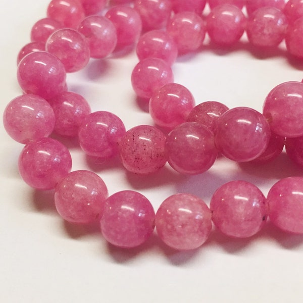 50 pcs Rose Pink Jade Round Beads Light Pink Strand Jade Natural Stone