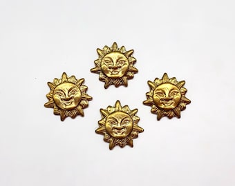 20pcs Vintage Small Gold Metal Sun Stampings Findings