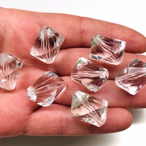 8pcs 20mm Large Vintage Clear Faceted Bicone Lucite Beads